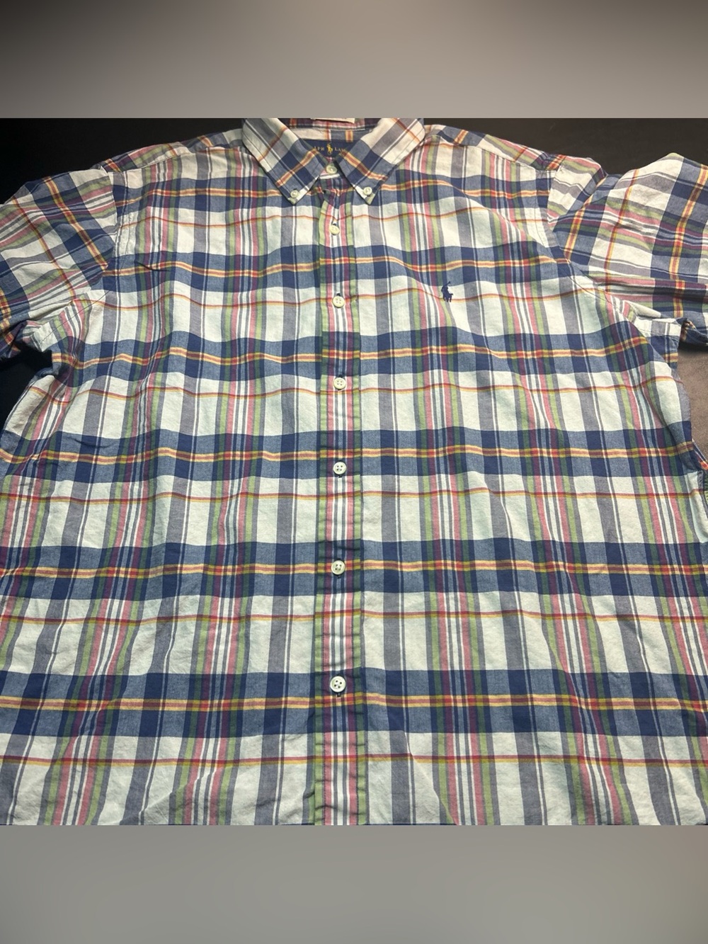 Ralph Lauren Men’s XL Authentic Bleeding Madras Plaid Shirt 100% Cotton India